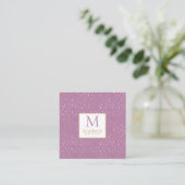 Lavender Gold Raindrop Modern Trendy Monogram Vierkante Visitekaartje (Staand voorkant)