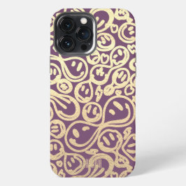 Lavender Gold Smile glimlachend gezichtspatroon Mo iPhone 13 Pro Max Hoesje