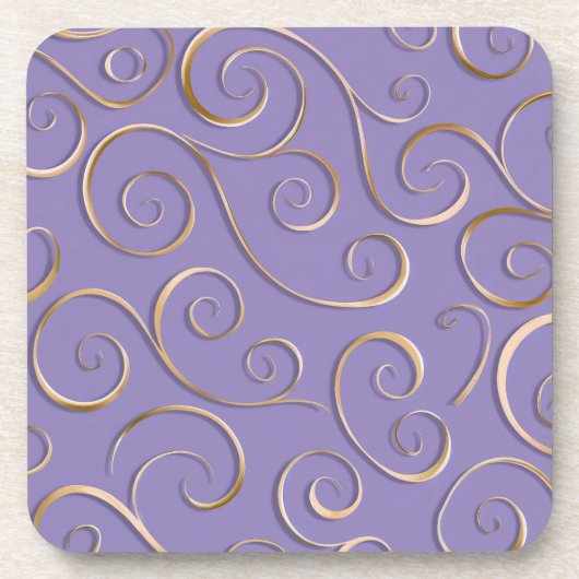 Lavender Gold Swirl Coaster Set Bier Onderzetter (Voorkant)