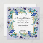 Lavender Gold Waterverf Poppy Floral Wedding Kaart (Voorkant / Achterkant)