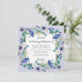 Lavender Gold Waterverf Poppy Floral Wedding Kaart (Staand voorkant)