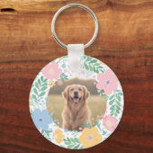 Lavender Golden Retriever Silhouette Wreath Photo Sleutelhanger (Achterkant)