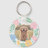 Lavender Golden Retriever Silhouette Wreath Photo Sleutelhanger (Achterkant)