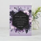Lavender Gothic Bloom Wedding Kaart (Staand voorkant)