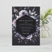 Lavender Gothic Floral Wedding Kaart (Staand voorkant)