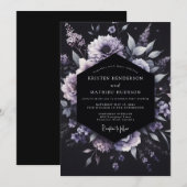 Lavender Gothic Floral Wedding Kaart (Voorkant / Achterkant)