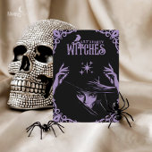 Lavender Gothic Witchy Halloween Flat Invitation Kaart