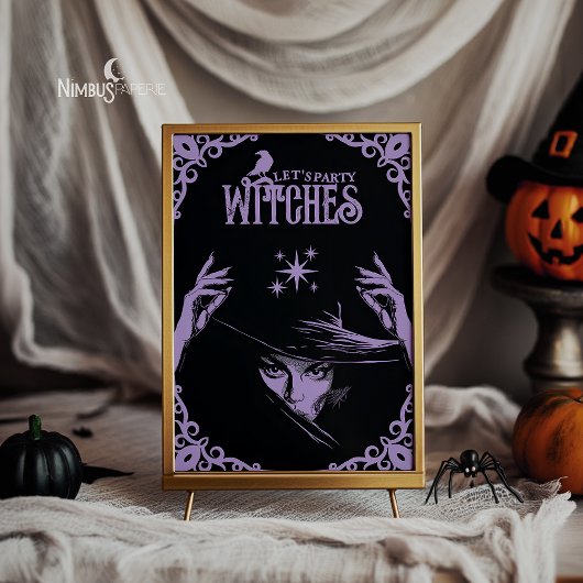 Lavender Gothic Witchy Halloween Flat Invitation Kaart