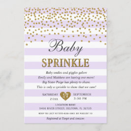 Lavender Gouden Streep Confetti Baby Meisje Sprink Kaart