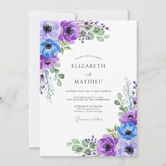 Lavender Graceful Spring Wedding Kaart (Voorkant)