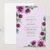 Lavender Graceful Watercolor Wedding Kaart (Voorkant / Achterkant)