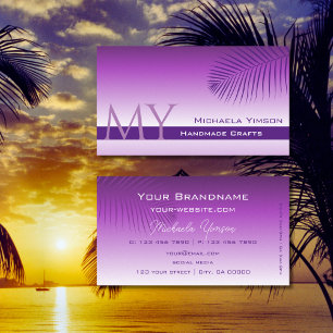 Lavender Gradient met Palm Leaf Monogram Visitekaartje