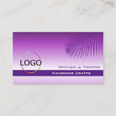 Lavender Gradient Palm Leaf met Logo en Foto Visitekaartje (Voorkant)