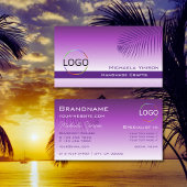 Lavender Gradient Palm Leaf met Logo Professional Visitekaartje