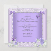 Lavender Gray Baby shower Girl Brunette Kaart (Achterkant)