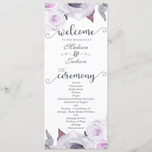 Lavender & Gray Bloemenkrans Huwelijksprogramma Programmakaart