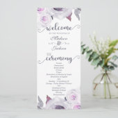 Lavender & Gray Bloemenkrans Huwelijksprogramma Programmakaart (Staand voorkant)