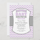 Lavender Gray Chevron Baby shower Uitnodiging (Voorkant)