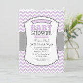 Lavender Gray Chevron Baby shower Uitnodiging (Staand voorkant)