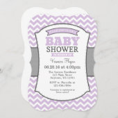 Lavender Gray Chevron Baby shower Uitnodiging (Voorkant / Achterkant)