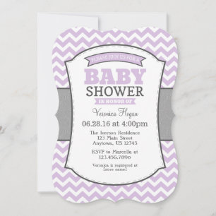 Lavender Gray Chevron Baby shower Uitnodiging