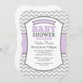 Lavender Gray Chevron Baby shower Uitnodiging (Voorkant / Achterkant)