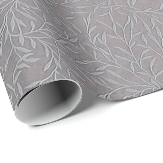 Lavender Gray Embossed Leaf Vines Cadeaupapier (Rol Hoek)