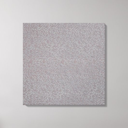 Lavender Gray Embossed Leaf Vines Canvas Afdruk (Voorkant)