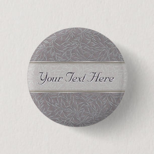 Lavender Gray Embossed Leaf Vines Ronde Button 3,2 Cm