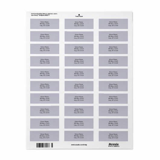 Lavender Gray Etiket (Full Sheet)