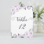 Lavender & Gray Floral Table Number Seating Kaart (Staand voorkant)