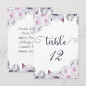 Lavender & Gray Floral Table Number Seating Kaart (Voorkant / Achterkant)