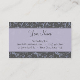 Lavender Gray Floral Wisps & Stripes met monogram Visitekaartje