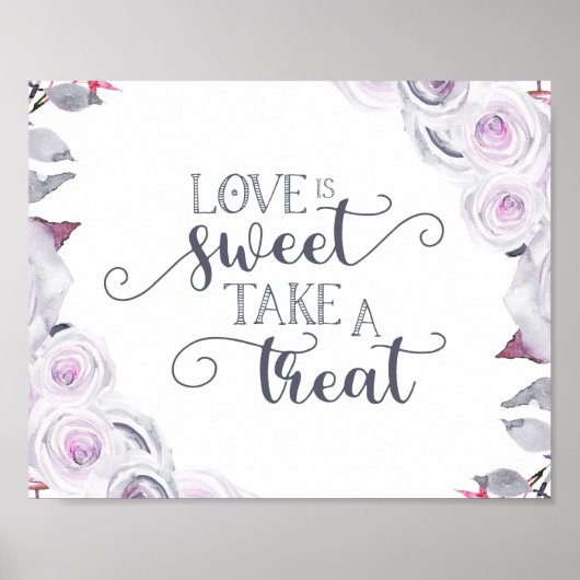 Lavender & Gray Floral Wreath Love is Sweet Treat Poster (Voorkant)