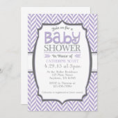 Lavender Gray Herringbone Baby Shower Invitations Kaart (Voorkant / Achterkant)