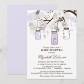 Lavender & Gray Mason Jars Baby shower Uitnodiging (Voorkant / Achterkant)