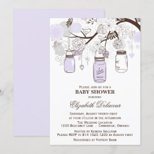 Lavender & Gray Mason Jars Baby shower Uitnodiging