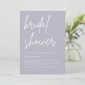 Lavender Gray Minimalist Bridal Shower Invitation  Kaart (Staand voorkant)