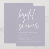 Lavender Gray Minimalist Bridal Shower Invitation  Kaart (Voorkant / Achterkant)