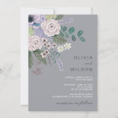 Lavender gray modern floral Weddenschap Kaart (Voorkant)