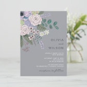 Lavender gray modern floral Weddenschap Kaart (Staand voorkant)