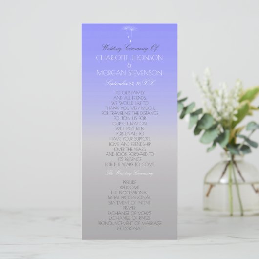 Lavender Gray Pastel Ombre Wedding Programme Programmakaart (Staand voorkant)