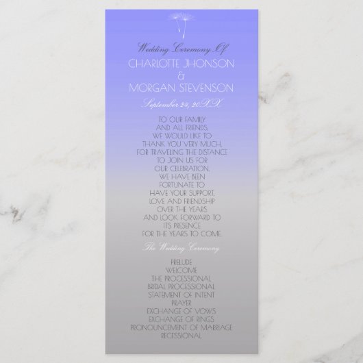 Lavender Gray Pastel Ombre Wedding Programme Programmakaart (Voorkant)