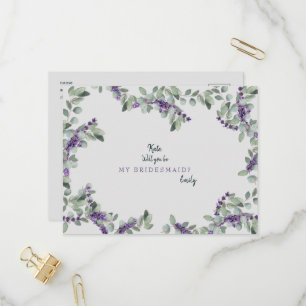 Lavender Gray Wedding zal je zijn mijn Bridesmaid Uitnodiging Briefkaart