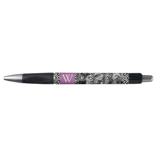 Lavender Greek Key en Monogram Photo Collage Pen (Voorkant)