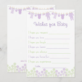 Lavender & Green Baby shower wil Baby gamen Kaart