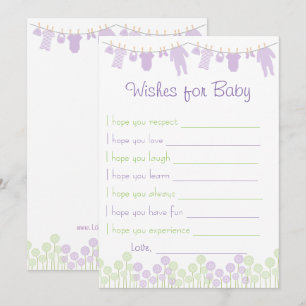 Lavender & Green Baby shower wil Baby gamen Kaart