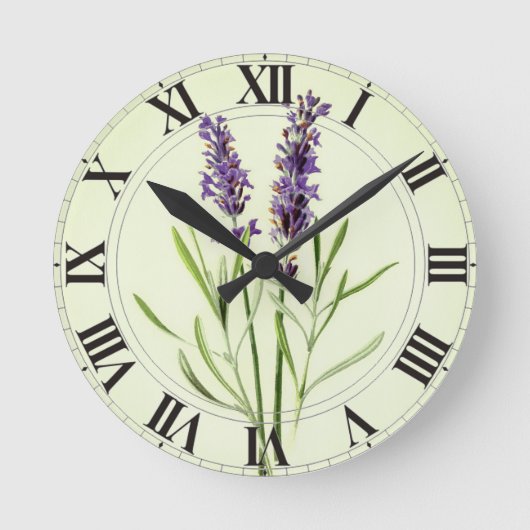 Lavender Green Botanical Clockface Ronde Klok (Voorkant)