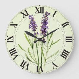 Lavender Green Botanical Clockface Ronde Klok