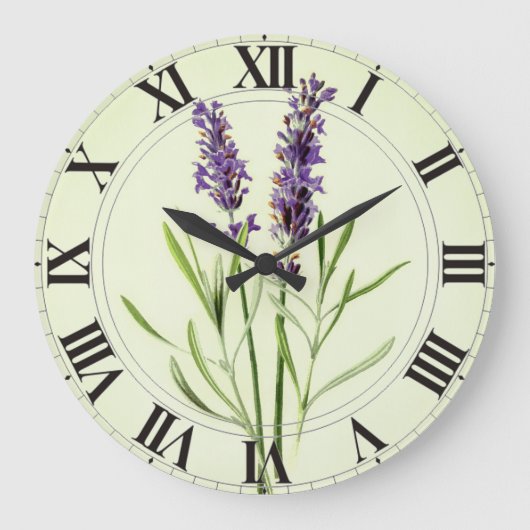 Lavender Green Botanical Clockface Ronde Klok (Voorkant)